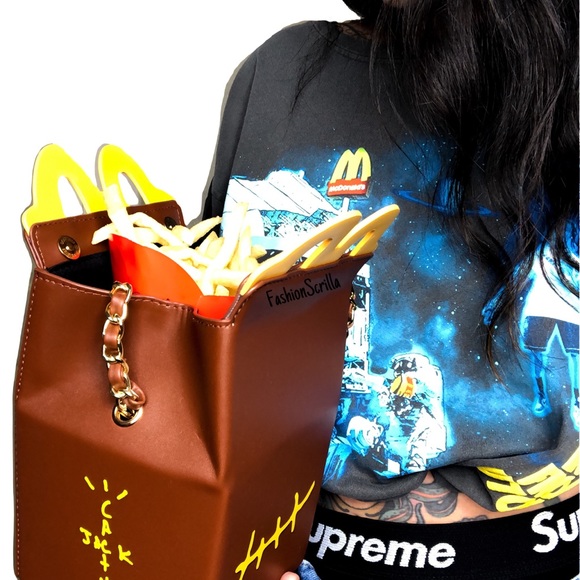 Travis Scott x McDonald’s Happy Meal Brown and Yellow Smile Clutch - Picture 13 of 15